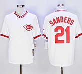 Cincinnati Reds #21 Reggie Sanders Mitchell And Ness White Throwback Stitched MLB Jersey,baseball caps,new era cap wholesale,wholesale hats